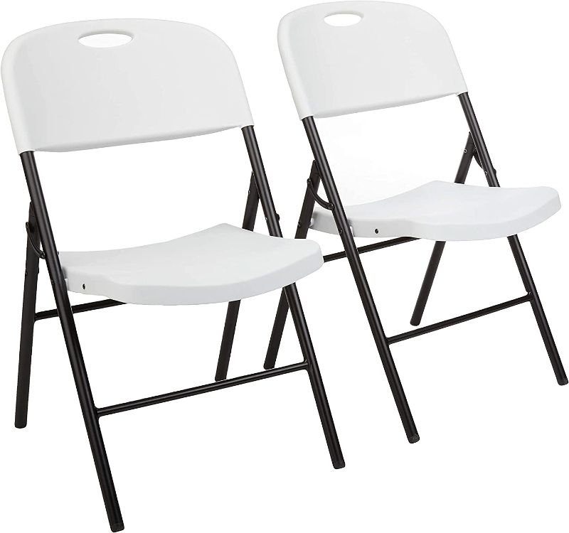 Photo 1 of Amazon Basics Folding Plastic Chair, 350-Pound Capacity, White, 2-Pack
