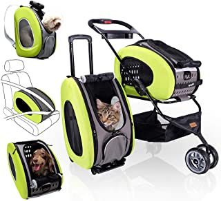 Photo 1 of 5-in-1 Pet Carrier with Backpack, Pet Carrier Stroller, Shoulder Strap, Carriers with Wheels for Dogs and Cats - Green