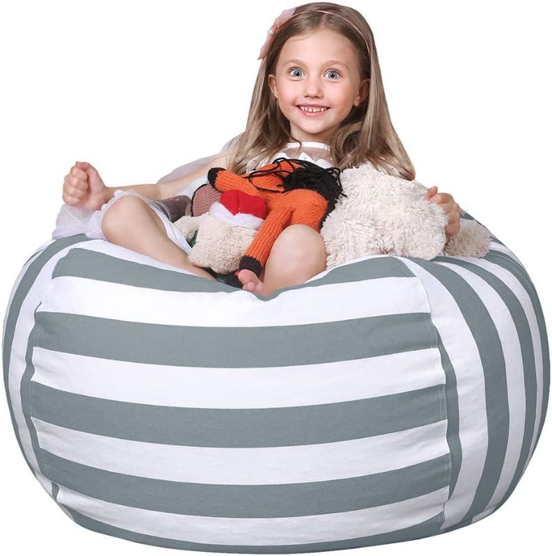 Photo 1 of *** STOCK PICTURE ONLY USED FOR REFRENCE *** Wekapo Stuffed Animal Storage Bean Bag Chair Cover for Kids | Stuffable Zipper Beanbag for Organizing Children Plush Toys Large Premium Cotton Canvas