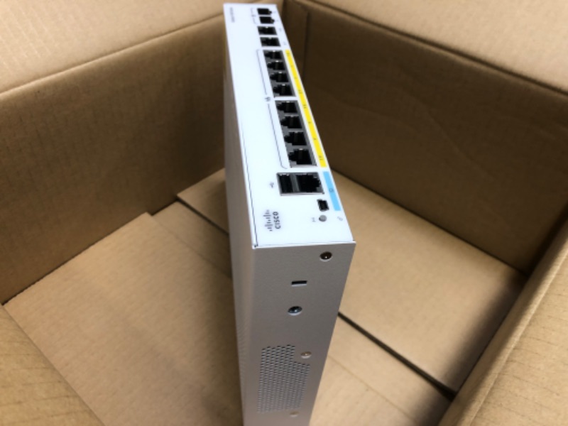 Photo 6 of Cisco Catalyst 1000-8FP-E-2G-L Network Switch, 8 Gigabit Ethernet PoE+ Ports, 120W PoE Budget, 2 1G SFP/RJ-45 Combo Ports, Fanless Operation, Enhanced Limited (C1000-8FP-E-2G-L)