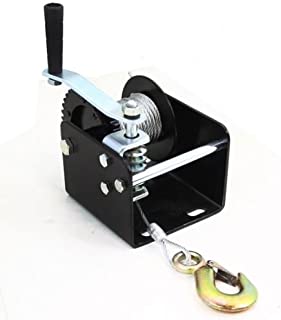 Photo 1 of 2000lb Worm Gear Winch Hand Cable Trailer Truck Boat Manual Crank Portable Mount