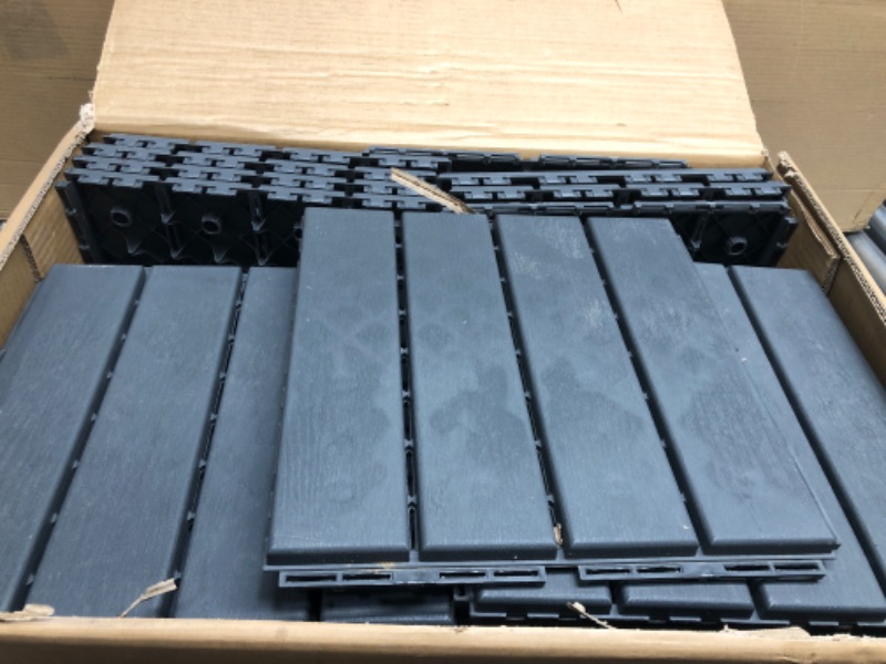 Photo 2 of  Plastic Interlocking Deck Tiles, Patio Deck Tiles, 12"x12" Waterproof Outdoor Flooring All Weather Use, Patio Floor Decking Tiles...
