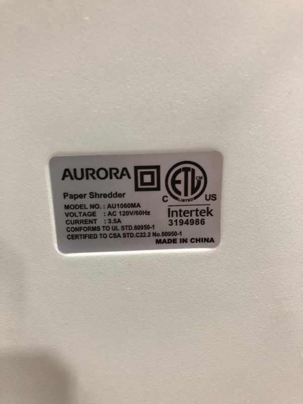 Photo 2 of Aurora AU1060MA Professional Grade 10-Sheet & SL16 Professional Grade Synthetic Shredder Oil, 16 Oz Flip-Top Leak Proof Bottle , Synthetic Shredder Oil 16 oz. Bottle 10-Sheet Micro-cut Shredder + Oil, 16 Oz