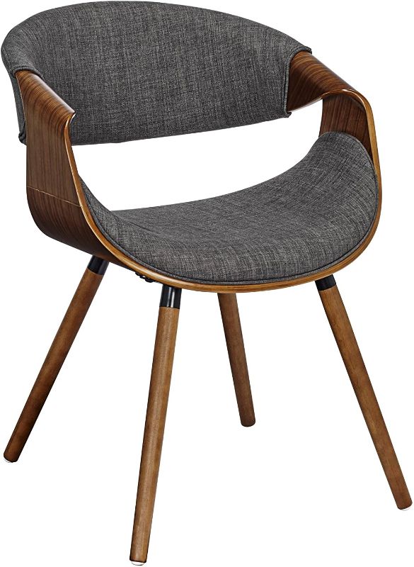 Photo 4 of Armen Living Butterfly Dining Chair in Charcoal Fabric and Walnut Wood Finish
