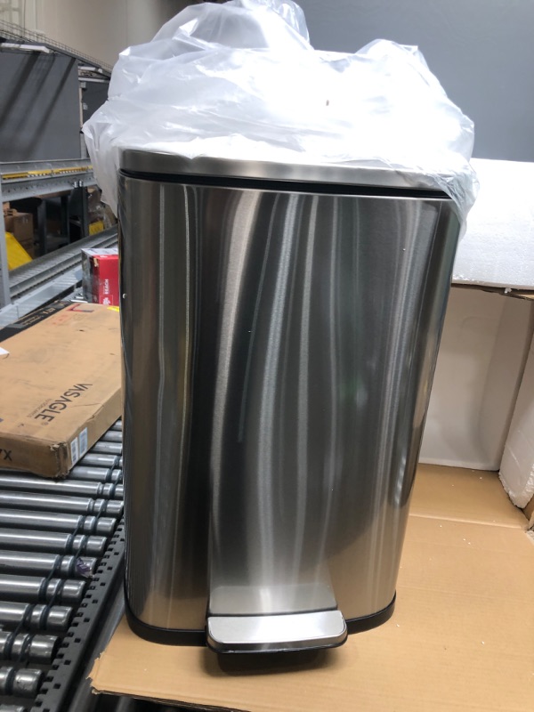 Photo 2 of iTouchless SoftStep 13.2 Gallon Step Trash Can with Odor Filter System, Stainless Steel 50 Liter Pedal Garbage Bin for Kitchen, Home, Office, Silent and Gentle Lid Close Softstep 50 Liter/13 Gal Trash Can