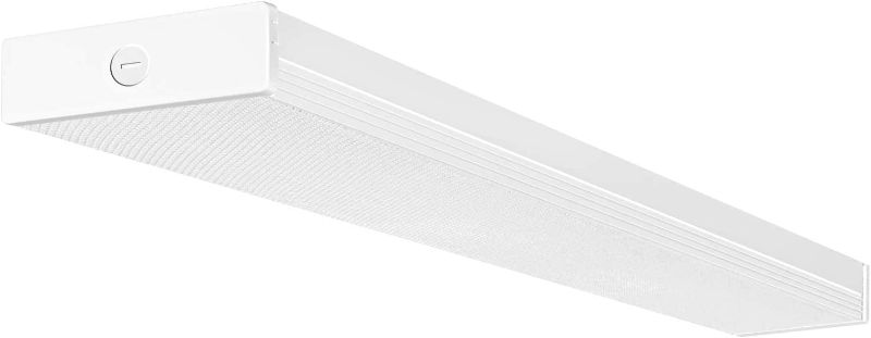 Photo 1 of hykolity 4FT LED Wraparound Light, 40W, 4400lm, 4000K, [2-lamp 32W Fluorescent Equiv.], 4 Foot LED Wrap Light Fixture, Flush Mount Office Ceiling Light for Garage, Office, Kitchen, ETL Listed
