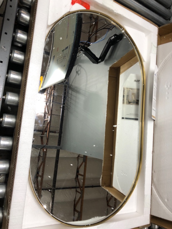 Photo 1 of ANDY STAR Oval Gold Mirror, 20x33’’ Oval Brass Mirror Stainless Steel Metal Frame Mirror for Bathroom, Entryway, Living Room, Contemporary 1" Deep Set Design Wall Mount Hangs Vertical or Horizontal
