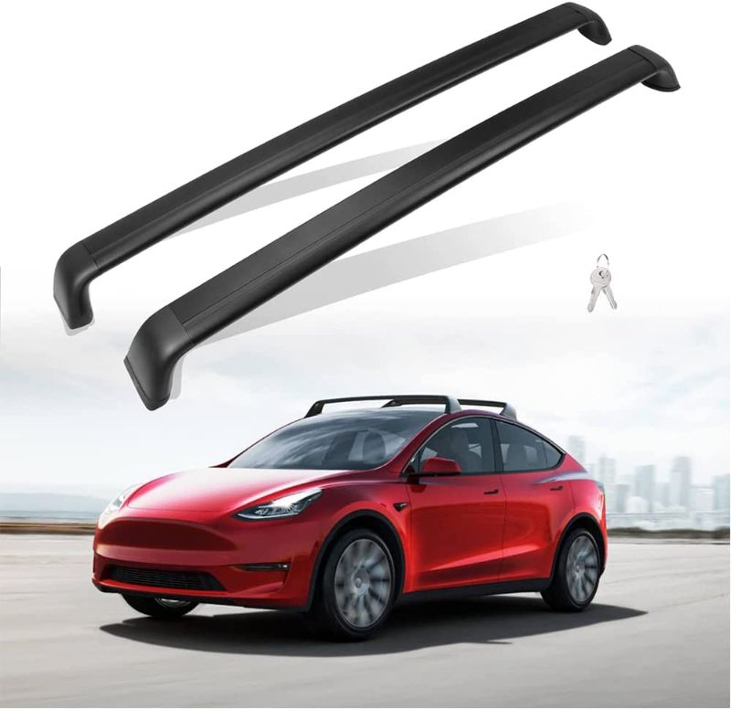 Photo 1 of *DAMAGED * AUXPACBO Lockable Cross Bar Fits for Tesla Model Y 2020 2021 2022 2023 Roof Rack Accessories Rooftop Luggage Cargo Carrier for Canoe Kayak Bike
