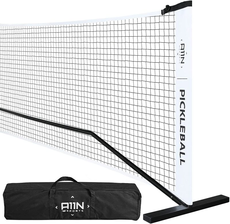 Photo 1 of A11N Portable Pickleball Net System, Designed for All Weather Conditions with Steady Metal Frame and Strong PE Net, Regulation Size Net with Carrying Bag
 22x3ft