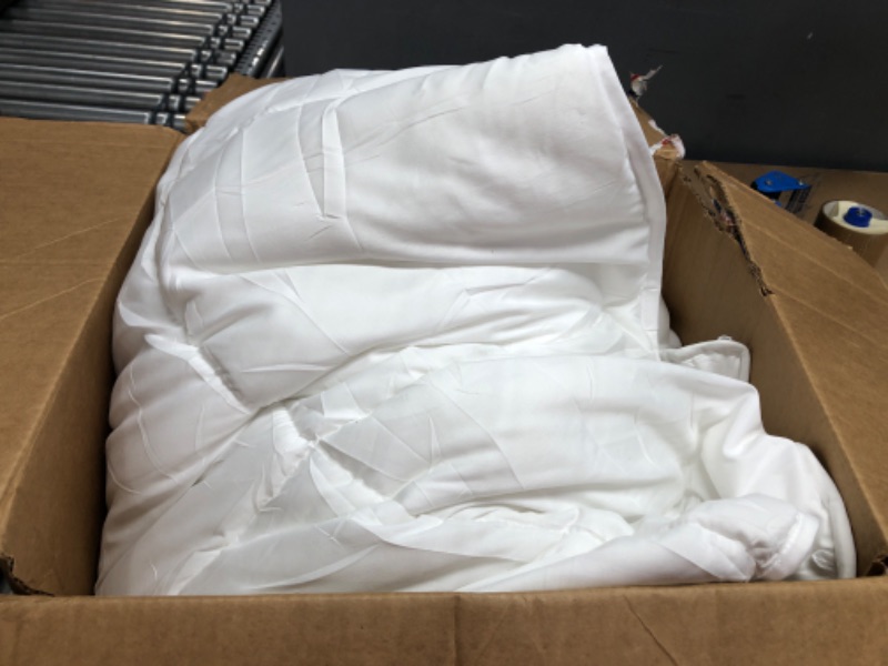 Photo 3 of  (King, White) - All Season Comforter - Plush Siliconized Fiberfill Duvet Insert - Box Stitched
