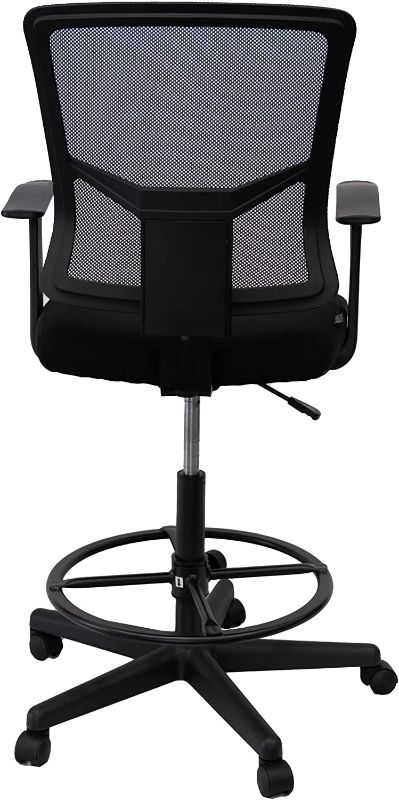 Photo 1 of Stand Up Desk Store Sit to Stand Drafting Task Stool Chair for Standing Desks with Adjustable Footrest and Armrests (Black)