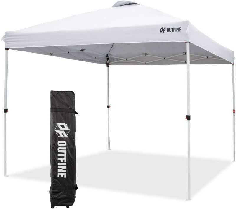 Photo 1 of **USED/DAMAGE/SEE NOTES*** OUTFINE Pop-up Canopy 10x10 Patio Tent Instant Gazebo Canopy with Wheeled Bag (Light White, 10*10FT)