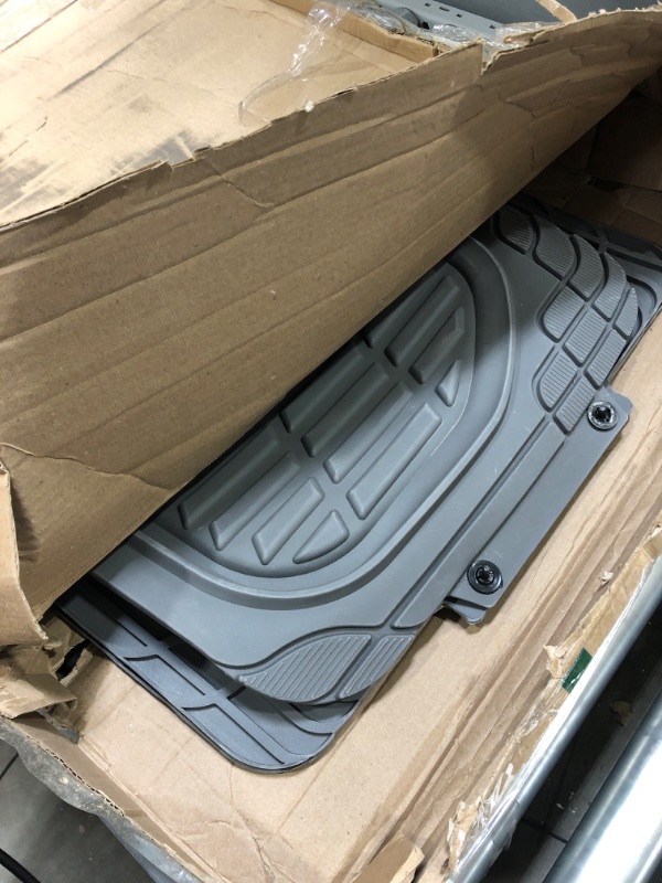 Photo 2 of Motor Trend 923-GR Gray FlexTough Contour Liners-Deep Dish Heavy Duty Rubber Floor Mats & Van-All Weather Protection Trim & Premium FlexTough All-Protection Cargo Liner Trunk Mat, Gray, 54" x 37"