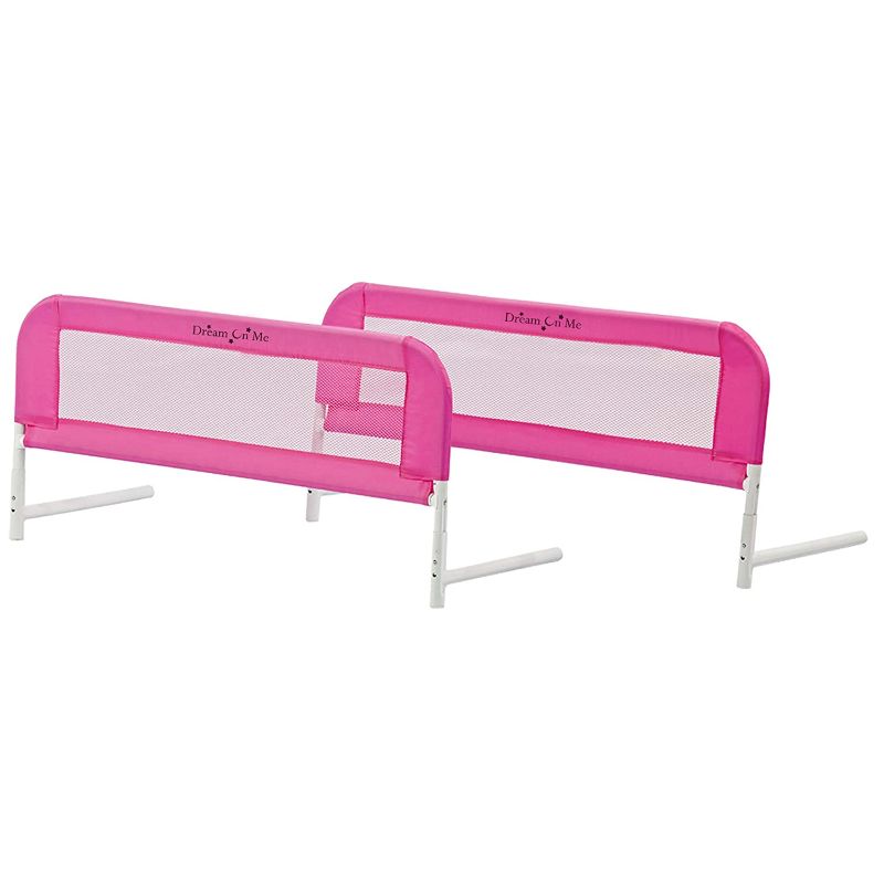 Photo 1 of Dream On Me Lightweight Mesh Security Adjustable Bed Rail Double Pack With Breathable Mesh Fabric In Pink
