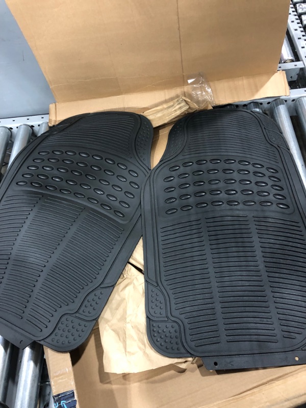 Photo 3 of BDK All Weather Rubber Floor Mats for Car SUV & Truck - 4 Pieces Set (Front & Rear), Trimmable, Heavy Duty Protection Black