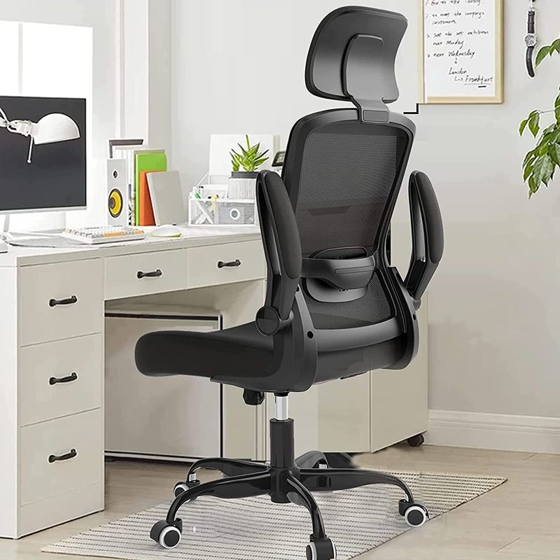 Photo 1 of Ergonomic Office Chair, Home Office Desk Chair with Adjustable Headrest & Lumbar Support. High Back Mesh Computer Chair with Thickened Cushion &Flip-up Armrests, Task Executive Chair for Home Office