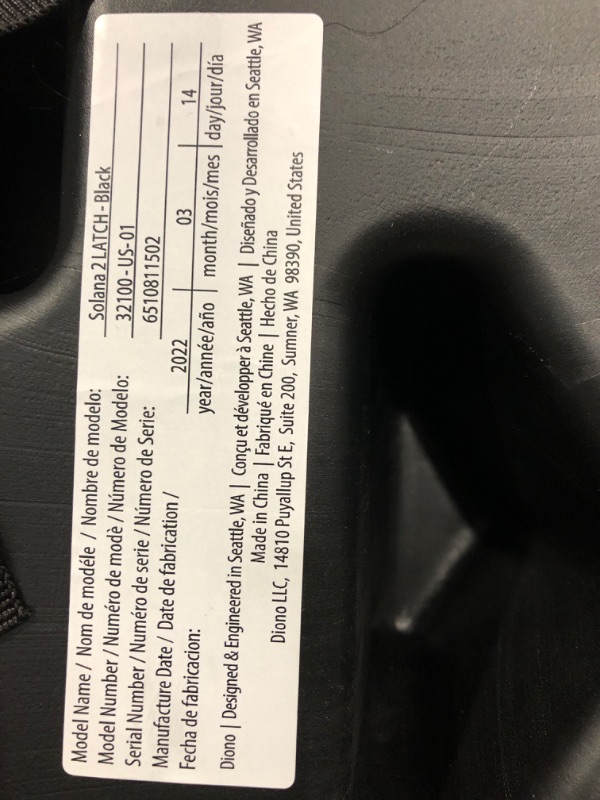 Photo 3 of Diono Solana 2 XL 2022, Dual Latch Connectors, Lightweight Backless Belt-Positioning Booster Car Seat, 8 Years 1 Booster Seat, Black NEW! LATCH Connect Single Black