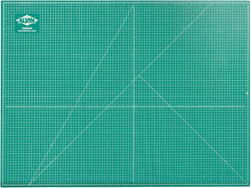 Photo 1 of ALVIN Cutting Mat Professional Self-Healing 36"x48" Model GBM3648 Large, Green/Black Double-Sided, Gridded Rotary Cutting Board for Crafts, Sewing, Fabric - 36 x 48 inches
