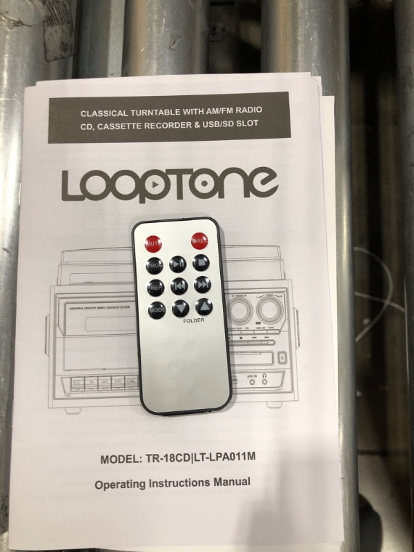 Photo 5 of LoopTone Vinyl Record Player 9 in 1 3 Speed Bluetooth Vintage Turntable CD Cassette Player AM/FM Radio USB Recorder Aux-in RCA Line-Out