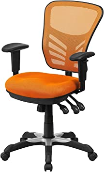 Photo 1 of Contemporary Multifunction Executive Mid-Back Computer Desk Task Chair Flexible Mesh Back Material Seats Hydraulic Adjustable 360-Degree Swivel Home Office Dining Room Furniture - (1) Orange #2139