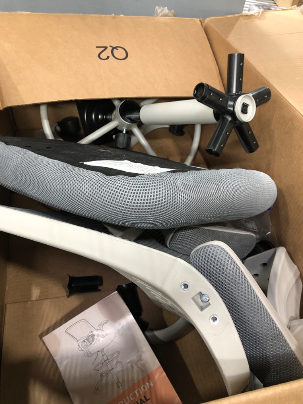 Photo 1 of Ergonomic Office Chair - Home Desk Mesh Chair with Fixed Armrest, Executive Computer Chair with Soft Foam Seat Cushion and Lumbar Support, Grey
