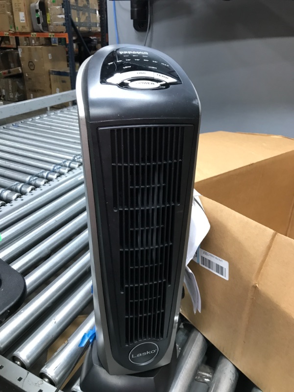 Photo 2 of ***TESTED WORKING*** Lasko Oscillating Ceramic Tower Space Heater for Home with Adjustable Thermostat, Timer and Remote Control, 22.5 Inches, Grey/Black, 1500W, 751320