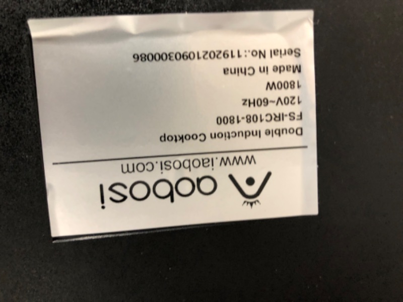 Photo 3 of ***TESTED/ TURNS ON*** Aobosi Double Induction Cooktop Burner with 240 Mins Timer, 1800w 2 Induction Burner with 10 Temperature 9 Power Settings, Portable Dual Induction Cooker Cooktop with Touch Sensor Control & Child Safety Lock 58cm