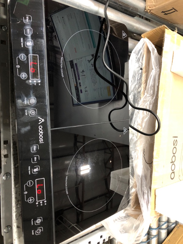 Photo 2 of ***TESTED/ TURNS ON*** Aobosi Double Induction Cooktop Burner with 240 Mins Timer, 1800w 2 Induction Burner with 10 Temperature 9 Power Settings, Portable Dual Induction Cooker Cooktop with Touch Sensor Control & Child Safety Lock 58cm