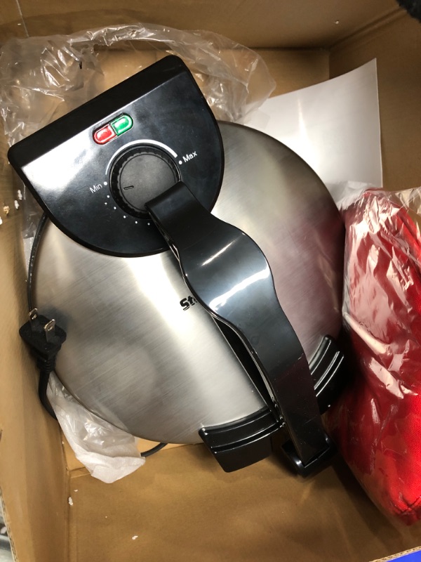 Photo 3 of ***TESTED/ TURNS ON*** 10inch Roti Maker by StarBlue with FREE Roti Warmer - The automatic Stainless Steel Non-Stick Electric machine to make Indian style Chapati, Tortilla, Roti AC 110V 50/60Hz 1200W

