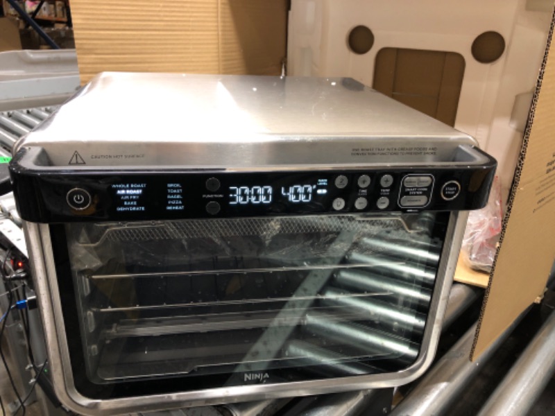Photo 3 of ***TESTED/ TURNS ON*** Ninja DT251 Foodi 10-in-1 Smart XL Air Fry Oven, Bake, Broil, Toast, Air Fry, Roast, Digital Toaster, Smart Thermometer, True Surround Convection up to 450°F, includes 6 trays & Recipe Guide, Silver Stainless Steel Finish Convection
