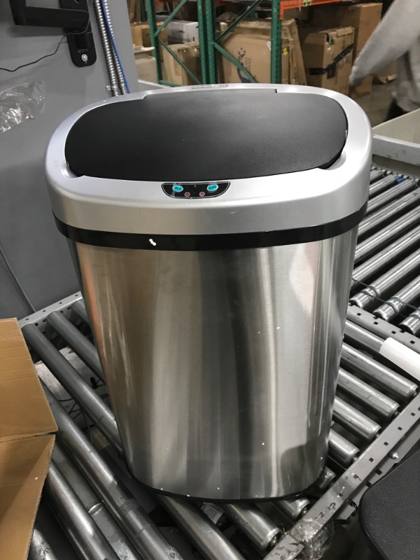 Photo 2 of "MISSING POWER CABLE" iTouchless 13 Gallon SensorCan Touchless Trash Can with Odor Control System, Stainless Steel, Oval Shape Kitchen Bin Sensor Can