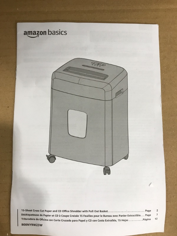 Photo 6 of Amazon Basics 15-Sheet Cross Cut Paper Shredder and Credit Card CD Shredder with 6 Gallon Bin 15 Sheet - new model Shredder