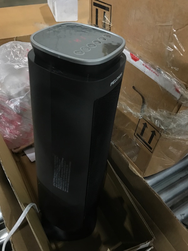 Photo 2 of PELONIS PTH15A4BGB Ceramic Tower 1500W Indoor Space Heater with Oscillation, Remote Control, Programmable Thermostat & 8H Timer, ECO Mode, Tip-Over Switch & Overheating Protection.Grey PTC Heater Grey