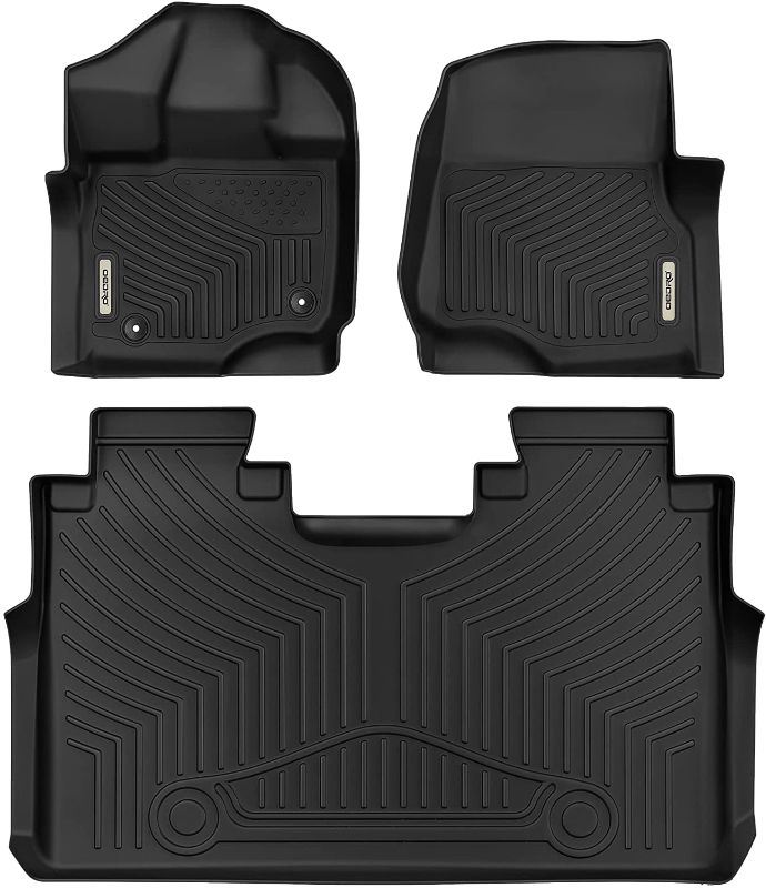 Photo 1 of OEDRO Floor Mats Compatible for 2015-2023 Ford F-150 SuperCrew Cab, Unique Black TPE All-Weather Guard, Includes 1st & 2nd Front Row and Rear Floor...
