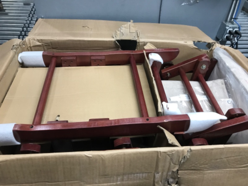 Photo 1 of Storkcraft Premium Hoop Glider and Ottoman (Cherry Base, Beige Cushion) – Padded Cushions with Storage Pocket, Smooth Rocking Motion, Easy to Assemble, Solid Hardwood Base Cherry/Beige 2 Piece Set