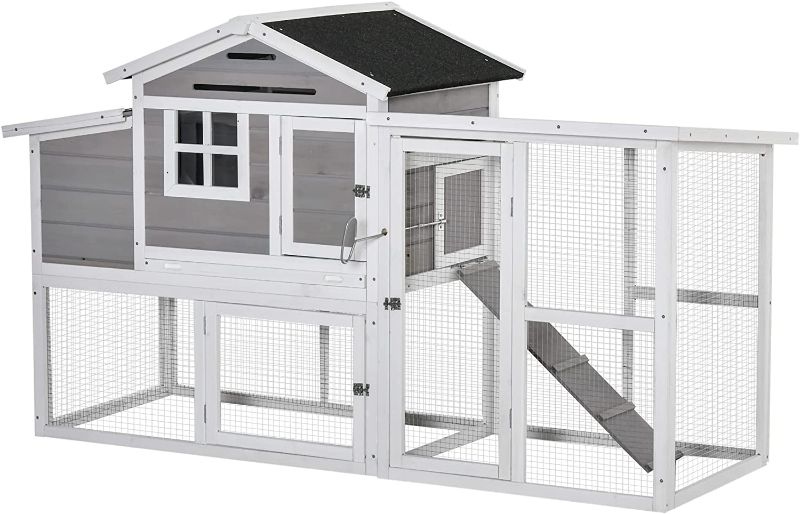 Photo 1 of (UNKNOWN ITEM)
Wooden Chicken Coop, Outdoor Chicken House Poultry Hen Cage with Outdoor Run, Nesting Box, Removable Tray