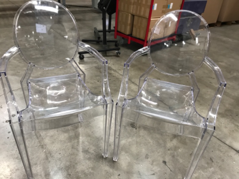 Photo 2 of Acrylic Stacking Kitchen and Dining Room Arm Chair set of 2