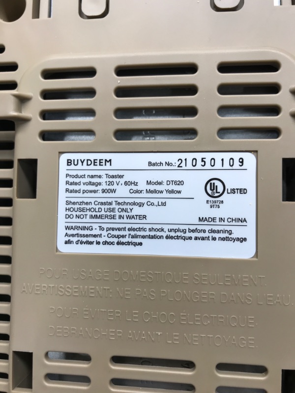 Photo 5 of ***FACTORY SEALED SEE NOTES*** BUYDEEM DT620 2-Slice Toaster, Extra Wide Slots, Retro Stainless Steel with High Lift Lever, Bagel and Muffin Function, Removal Crumb Tray, 7-Shade Settings (Mellow Yellow)