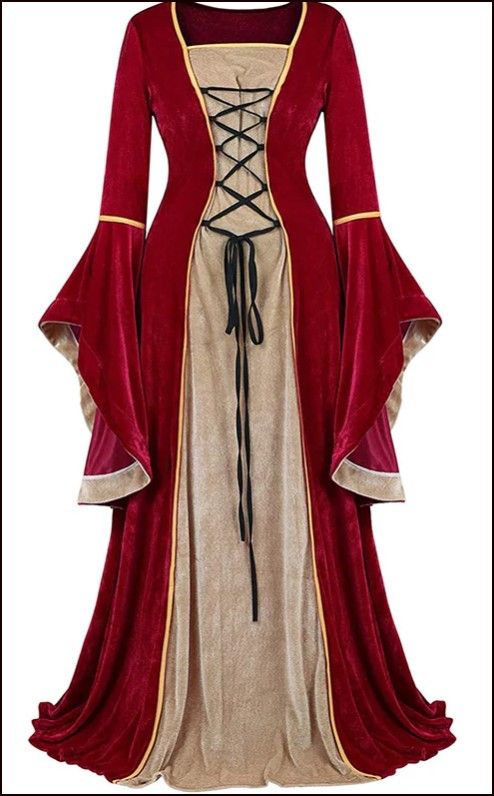 Photo 1 of Renaissance Halloween Costume Women Medieval Dress Velvet - S
