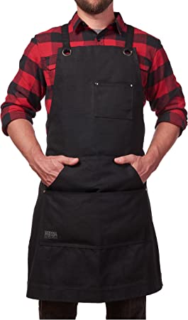 Photo 1 of Hudson Durable Goods - Waxed Canvas Apron - Black Apron for Men and Women - With Pockets & Crossback
