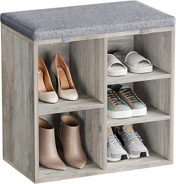 Photo 1 of IDEALHOUSE Shoe Storage Bench Cubby Organizer for Entryway - 20" Shoe Bench Storage Rack with Foam Pad Seating Cushion for Hallway Bedroom Living Room Dorm and Small Apartment