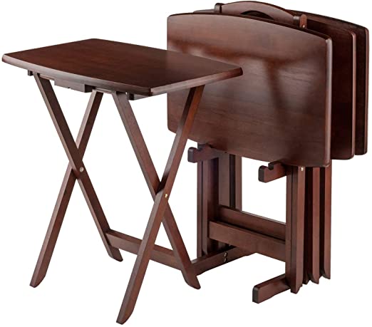 Photo 1 of 5-Piece Snack Table Set, Oversize, Walnut Finish