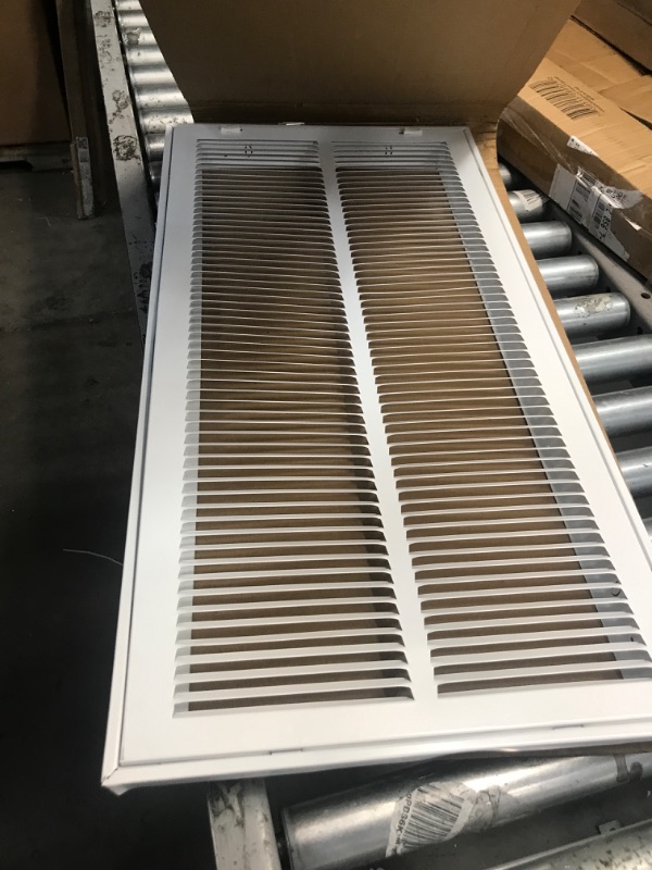 Photo 2 of 14" X 30" Steel Return Air Filter Grille for 1" Filter - Easy Plastic Tabs for Removable Face/Door - HVAC DUCT COVER - Flat Stamped Face -White [Outer Dimensions: 15.75w X 31.75h]