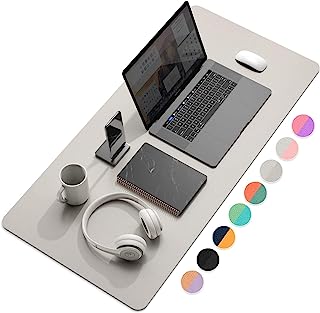 Photo 1 of Dual-Sided Multifunctional Desk Pad, Waterproof Desk Blotter Protector, Leather Desk Wrting Mat Mouse Pad (47.2" x 23.6", Grey)