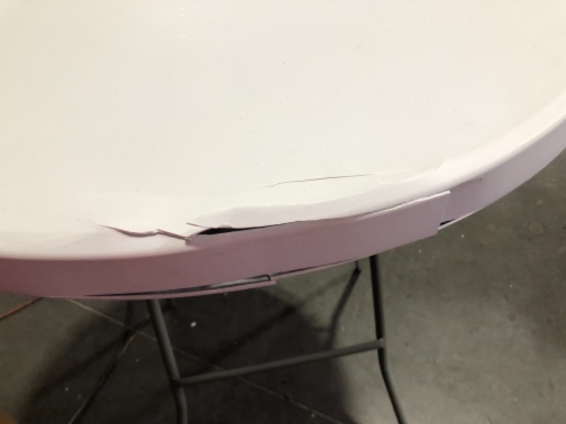 Photo 3 of *DAMAGED* *SEE INFO* Flash Furniture Round Plastic Bar Height Folding Table, 43-1/2"H x 31-1/2"W x 31-1/2"D, Granite White