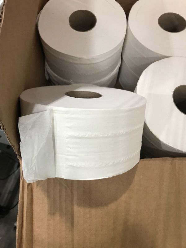 Photo 3 of (USED)Tork Mini Jumbo Bath Tissue Roll - Toilet Paper Towels with Advanced Soft Quality, Compatible with T2 Tork Dispenser, 12 rolls x 1075, 2-Ply Sheets, Color: White, 11020602

