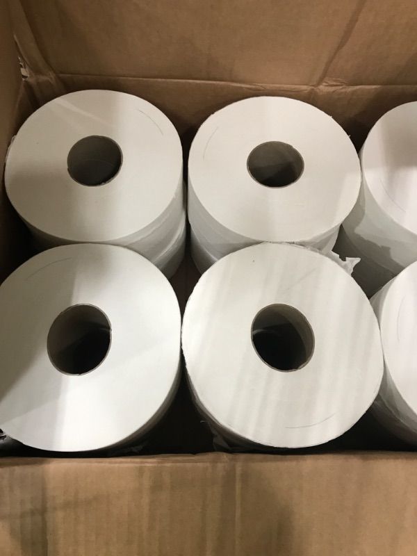 Photo 2 of (USED)Tork Mini Jumbo Bath Tissue Roll - Toilet Paper Towels with Advanced Soft Quality, Compatible with T2 Tork Dispenser, 12 rolls x 1075, 2-Ply Sheets, Color: White, 11020602
