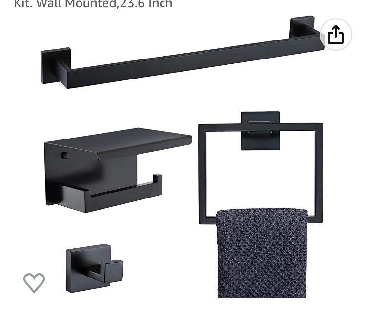 Photo 1 of Bathroom Towel Bar Holder Sets Matte Black 4-Piece Bathroom Hardware Set Stainless Steel Bath Accessories Kit. Wall Mounted,23.6 Inch