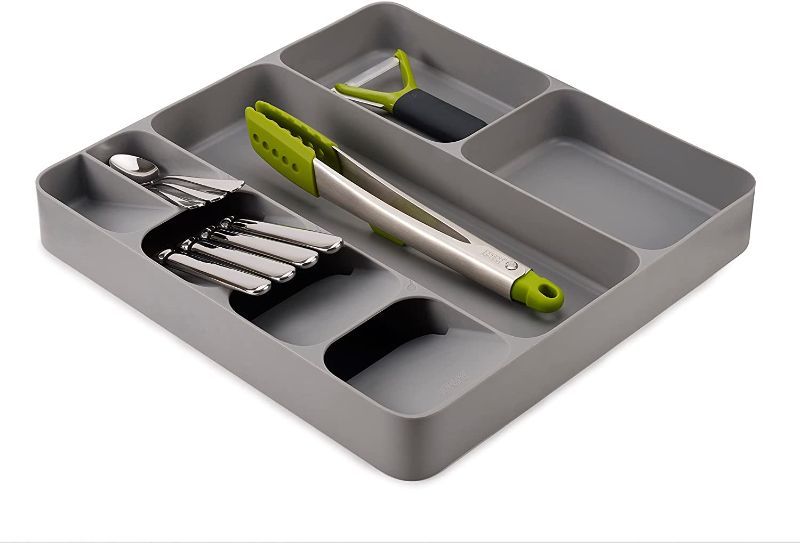 Photo 1 of 
Joseph Joseph DrawerStore Kitchen Drawer Organizer Tray for Cutlery Utensils and Gadgets, Gray, 15.6 x 15.1 x 2.1 Inches
Color:Gray
Size:One-size