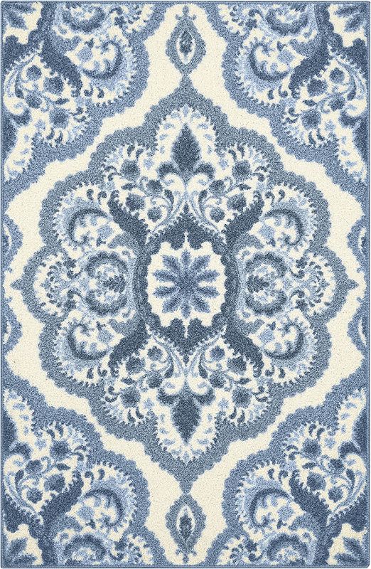 Photo 1 of 
Maples Rugs Vivian Medallion Kitchen Rugs Non Skid Accent Area Carpet [Made in USA], 2' x 6' Blue
Size:2' x 6'
Color:Blue